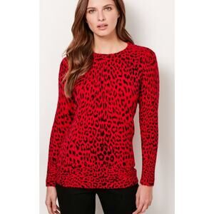 Proenza Schouler 100% Cotton Leopard Print Crewneck Tee Red Women's Size XS